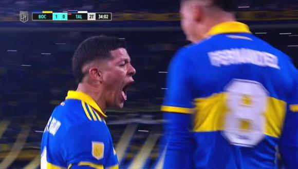 Gol de Marcos Rojo para el 1-0 de Boca Juniors vs. Talleres. (Captura: ESPN)