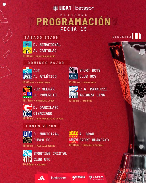 La Liga 1 Profesional dio a conocer la programación de la fecha 15 del Torneo Clausura. (Foto: Liga 1)