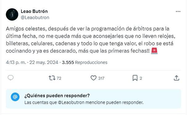 El polémico comentario de Leao Butrón sobre el árbitro del Comerciantes Unidos vs. Sporting Cristal. (X)