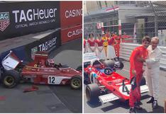 Perdió el control: Leclerc chocó la Ferrari 312 B3 de Niki Lauda en Mónaco [VIDEO]