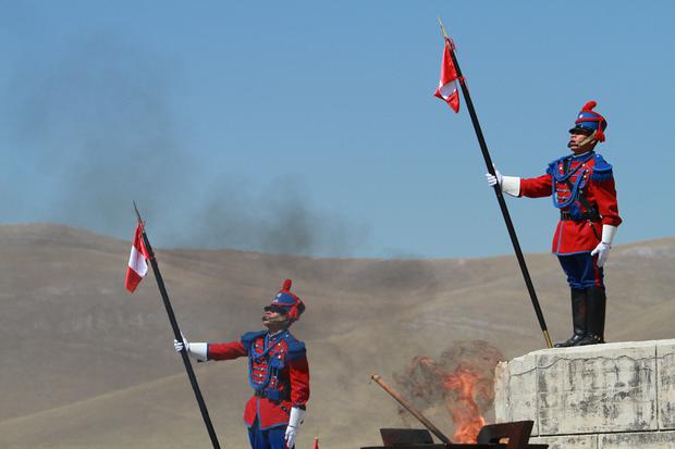 Húsares de Junín durante escenificación de la Batalla de Junín (Foto: GEC)