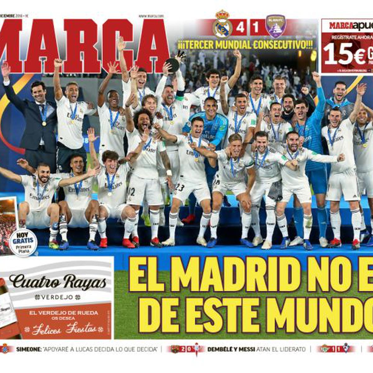 Real Madrid campeón del Mundial de Clubes: las portadas de los diarios tras  título merengue | FOTOS | FUTBOL-INTERNACIONAL | DEPOR