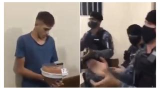 Vendedor de drogas en Brasil se hace viral por recibir su cumpleaños dieciocho detenido por la policía