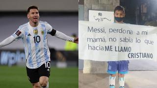 Un niño fue a Ezeiza a disculparse con Lionel Messi por tener el nombre de Cristiano