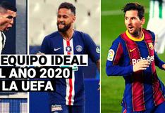 Con Cristiano Ronaldo y Lionel Messi a la cabeza, así luce el equipo ideal del 2020 de la UEFA 