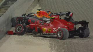 Verstappen impactó contra una valla tras choque de Leclerc a ‘Checo’ Pérez en el GP de Sakhir [VIDEO]