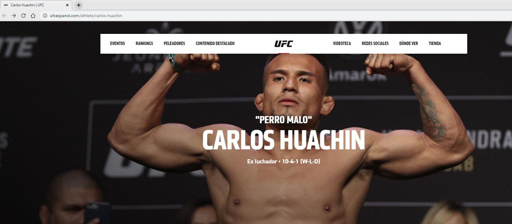 Así aparece el perfil de Carlos Huachín en UFC. (UFC)