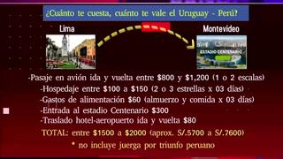 ¿Cuál es el costo para ir a alentar a Perú a Montevideo?
