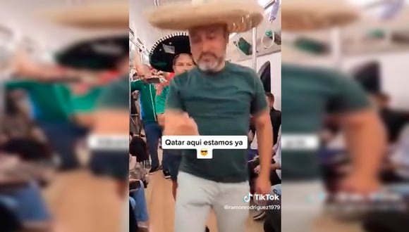 Los mexicanos arman la fiesta en el tren de Doha y hacen bailar a todos en Qatar 2022. | Foto: @ramonrodriguez1979