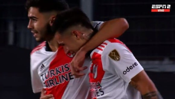 Gol de Enzo Fernández para el 1-0 de River Plate vs. Fortaleza. (Captura: ESPN2)