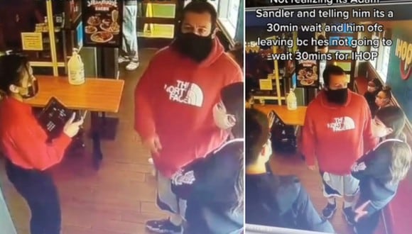 Adam Sandler reaccionó al video viral de la joven que lo atendió en un restaurante sin reconocerlo. (Foto: @dayanna.rodas / TikTok)