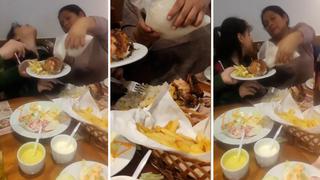 Viral: Mujer lleva su bolsa de arroz a restaurante para acompañar su pollo a la brasa