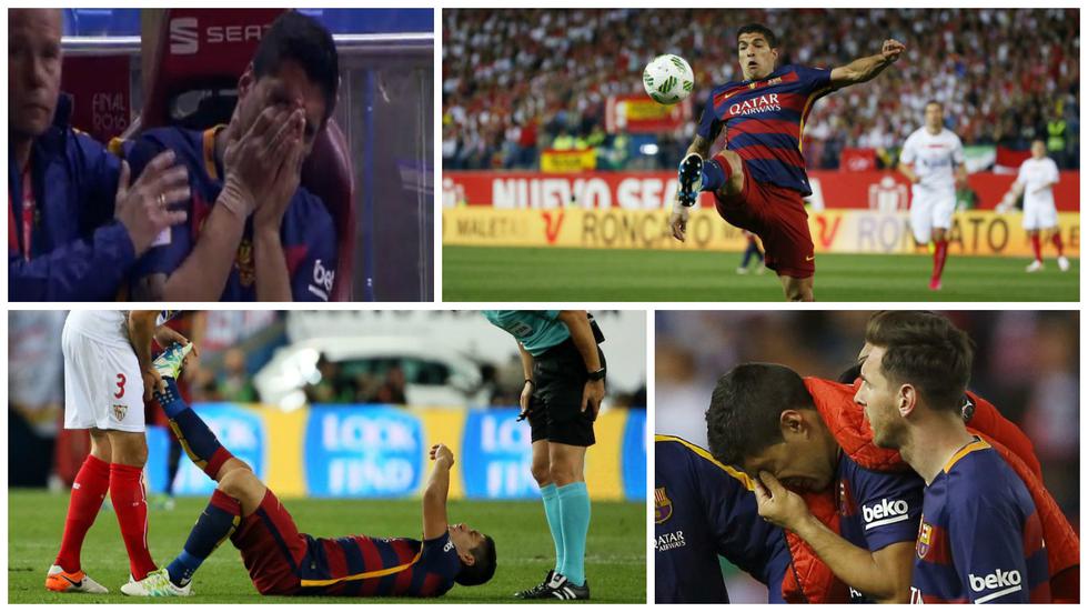 Los momentos de la lesión de Luis Suárez.