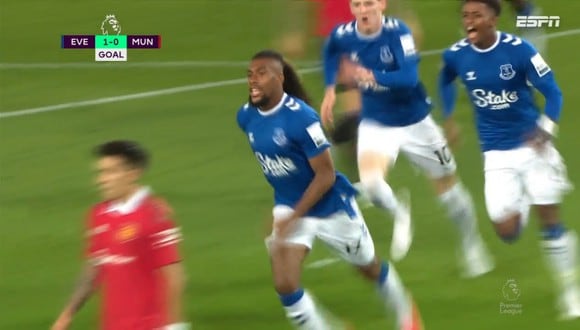 Golazo de Alex Iwobi para el 1-0 del Everton vs. Manchester United. (Foto: Captura de ESPN)