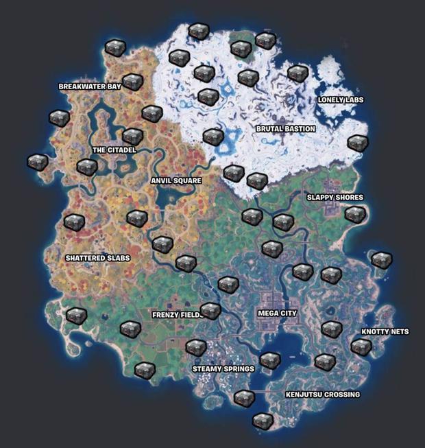 Locations of the Holo-Chests in Fortnite