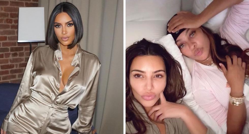  Kim Kardashian se deja ver sin maquillaje en una pijamada junto a su mejor amiga