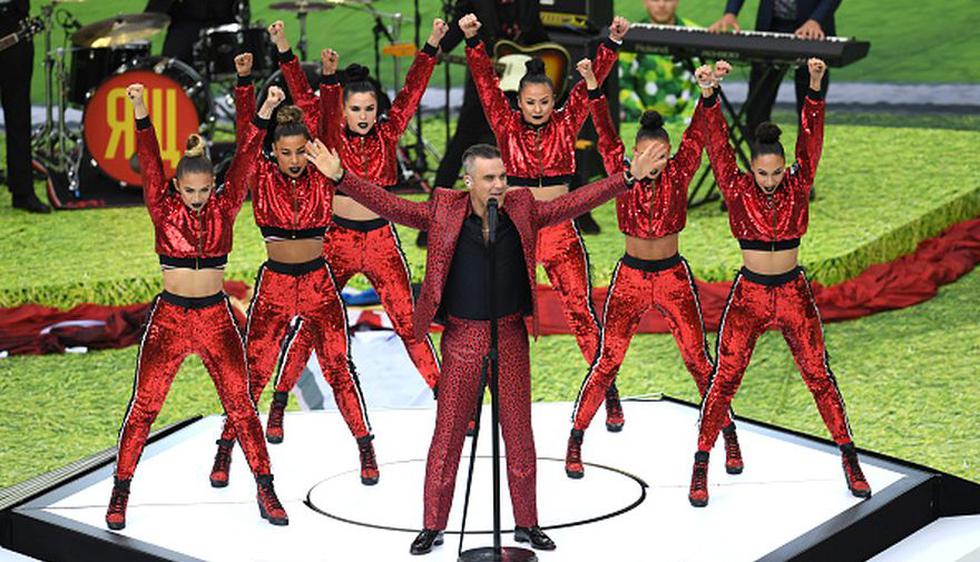 Robbie Williams en la inauguración del Mundial Rusia 2018. (Getty)