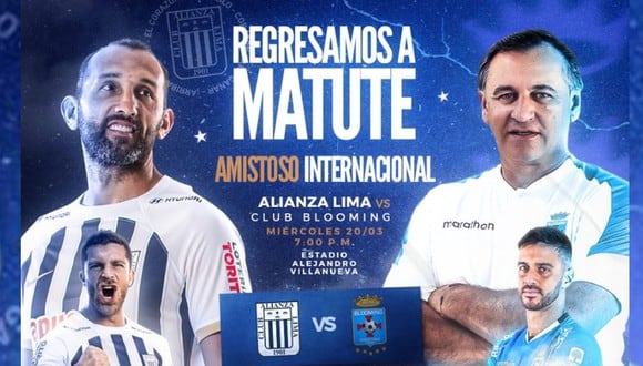 Alianza Lima jugará amistoso con Blooming de Bolivia. (Diseño: prensa AL)