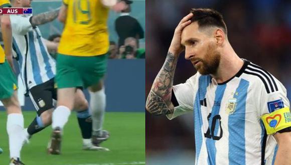 Lionel Messi recibió pisotón en el Argentina vs. Australia en Qatar 2022. (Foto: DirecTV Sports)