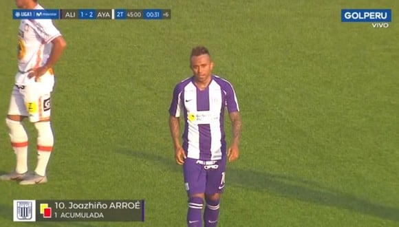 Joazhiño Arroé se fue expulsado en la derrota de Alianza Lima ante Ayacucho FC. (GolPERÚ)