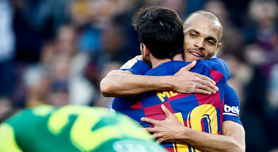 Martin Braithwaite asistió a Messi para el 4-0 del Barcelona ante Eibar. (Agencias)