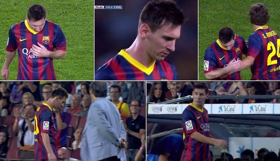 Lionel Messi mostró su fastidio con Gerardo Martino al ser cambiado por Sergi Roberto.