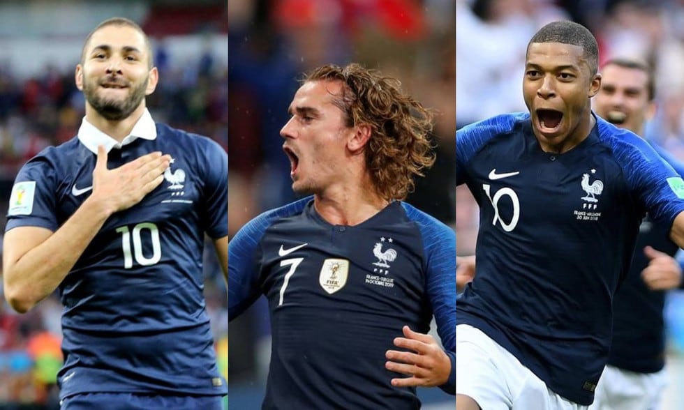 Benzema, Griezmann y Mbappé formarían el tridente ofensivo de Francia en la Eurocopa 2021. (Foto: Agencias)