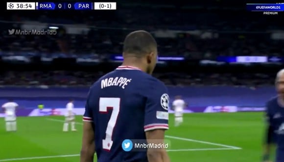 Mbappé anotó el 1-0 del PSG ante Real Madrid en el Bernabéu.