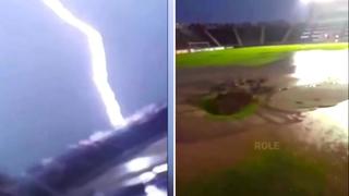 Video viral: Rayo cae sobre campo de juego y deja en shock a futbolistas y público
