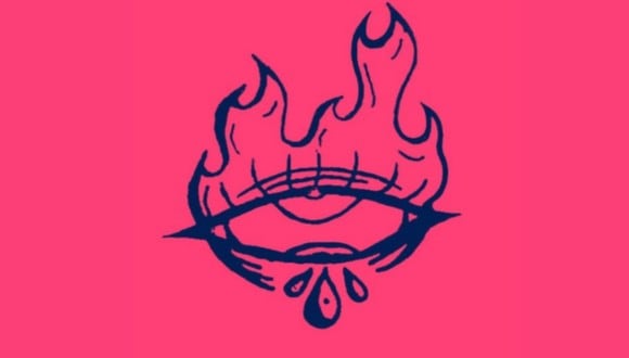En esta imagen, cuyo fondo es de color rosado, se aprecia el dibujo de un ojo y el de un fuego. (Foto: MDZ Online)