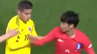 James Rodríguez tuvo reprochable acto con rival coreano y se salvó de la expulsión