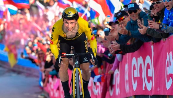 Primoz Roglic (Jumbo) ganador de la cronoescalada de 18.6 Kms al Monte Lussari y virtual campeón del Giro de Italia 2023 | Foto: Agencias
