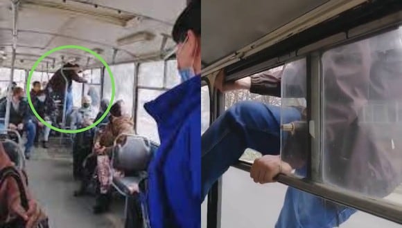 Un video viral muestra el temerario e imprudente accionar de un hombre tras descubrirse que viajaba sin pagar en un tranvía en Ucrania. | Crédito: Going Viral / YouTube