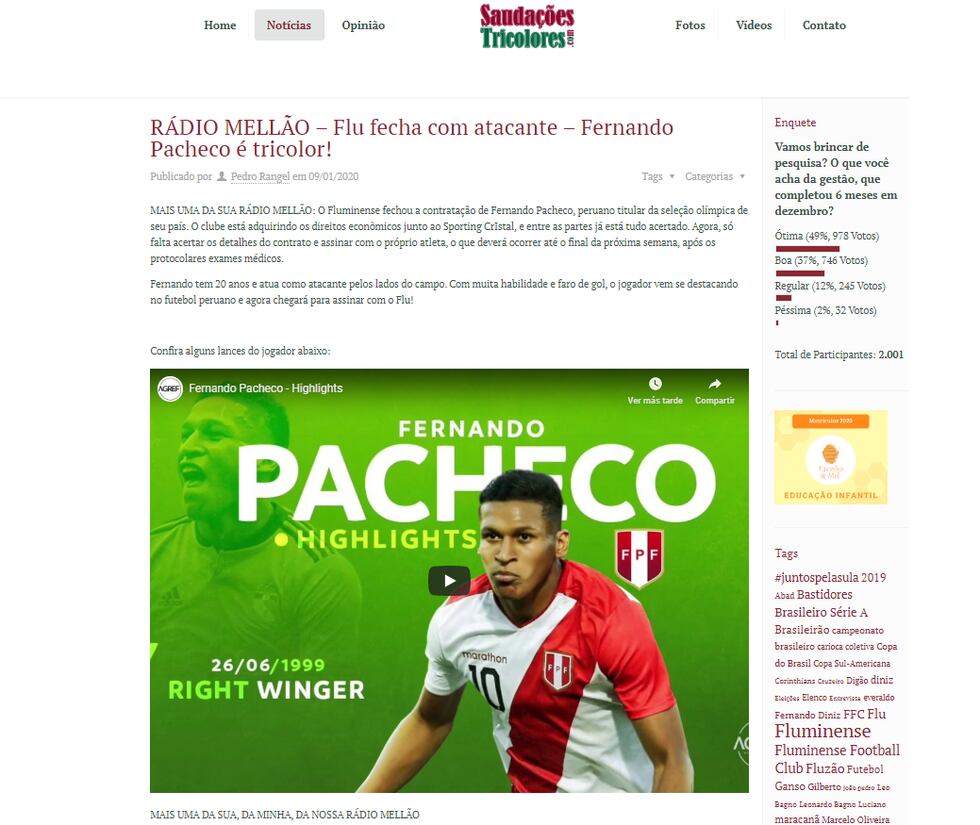 Pacheco se acerca al fútbol de Brasil. (Captura)