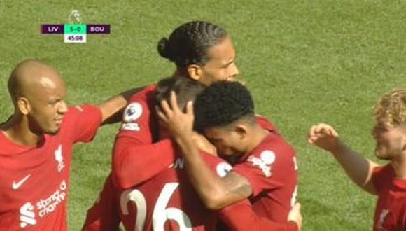Gol de Virgil van Dijk para el 5-0 de Liverpool vs. Bournemouth. (Captura: ESPN)