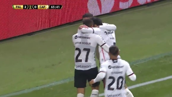 Pablo Teixeira anotó el 2-2 parcial en el marcador global del Palmeiras vs Paranaense. (Foto: Captura ESPN)