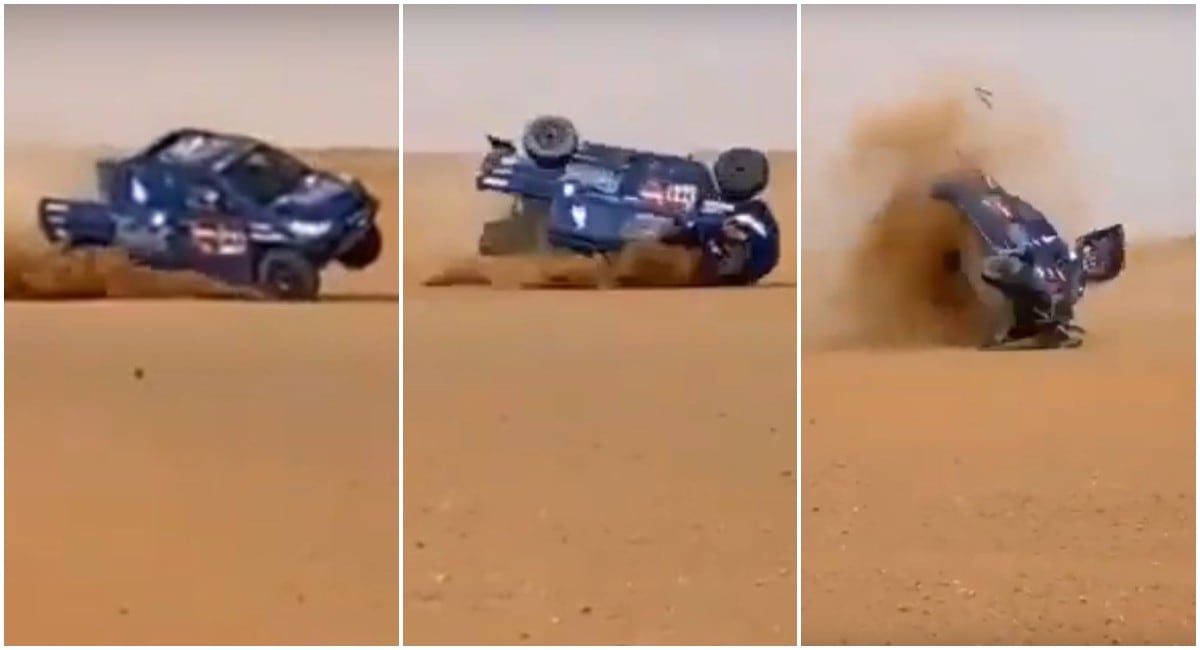 El terrible accidente que sufrió un piloto tras brutal volcadura de coche en el Dakar 2020. (Captura: @autolife_dakar)