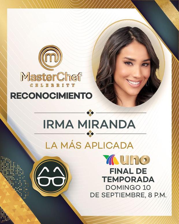 The recognition given to Irma Miranda in "MasterChef Celebrity Mexico 2023" (Photo: TV Azteca)