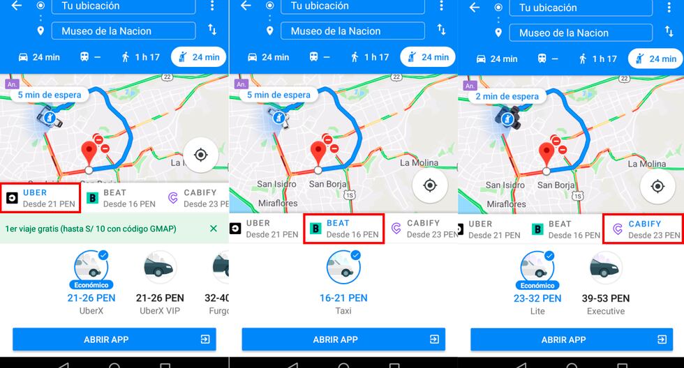 Google Maps Como Pedir Un Taxi De Uber Beat O Cabify En