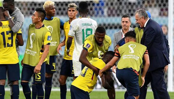 El llanto de Moisés Caicedo, autor del gol de Ecuador, tras ser eliminado del Mundial Qatar 2022.