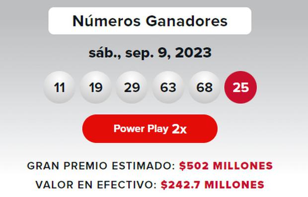 The winning numbers of the September 9 lottery (Photo: Powerball)