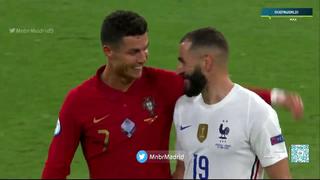 Con un emotivo abrazo: así fue el reencuentro de Cristiano Ronaldo y Benzema en la Eurocopa 2021 [VIDEO]