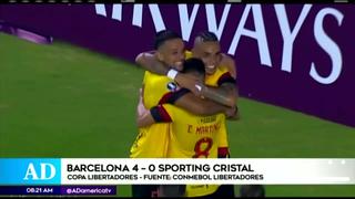 ¡Con un pie afuera! Cristal fue goleado por Barcelona SC por la Copa Libertadores
