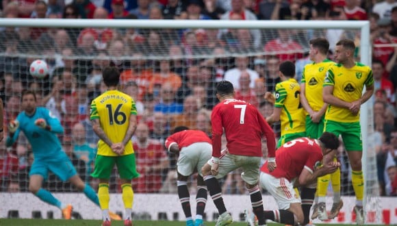 Cristiano Ronaldo marcó tres goles en la victoria de Manchester United sobre Norwich por la Premier League. (Foto: EFE)