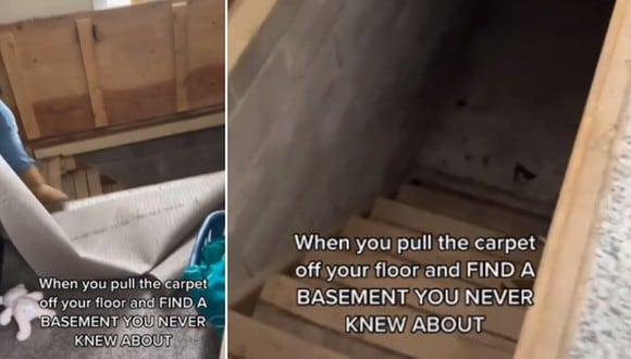 Una joven descubrió un sótano secreto en su casa luego de levantar una alfombra. (Foto: @unfortunateexistance / TikTok)