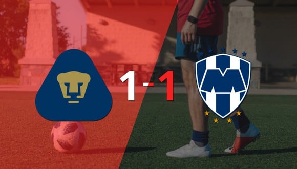 Pumas UNAM y CF Monterrey se reparten los puntos y empatan 1-1