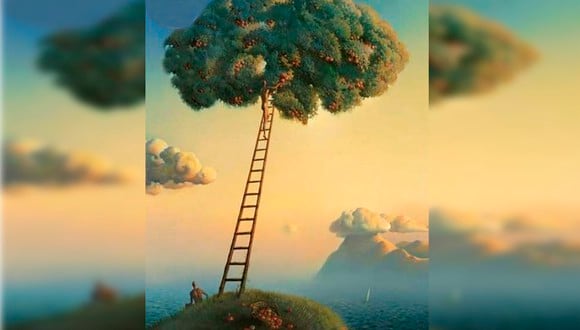 En la ilustración del test visual se aprecia una nube y también un árbol, además de una persona sobre la escalera.| Foto: chedonna