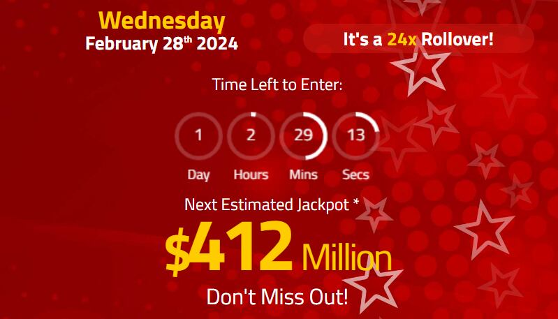 US lottery jackpot for February 28 (Photo: Powerball.net)