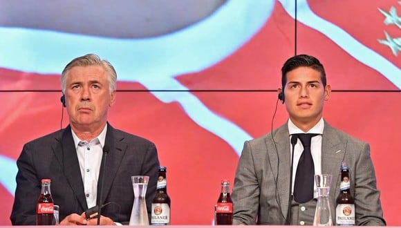 James Rodríguez y Carlo Ancelotti coincidieron también en el Bayern Munich. (Foto: EFE)