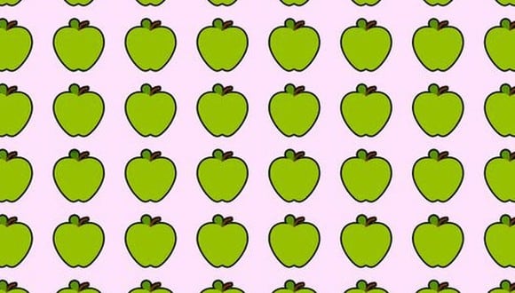 En esta imagen, cuyo fondo es de color rosado, hay muchas manzanas. Entre ellas, está una pera. (Foto: genial.guru)